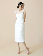 Load image into Gallery viewer, Tremiti Tulle Strap Midi Dress in White