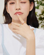 Load image into Gallery viewer, White Gold Rainbow Bead Ring