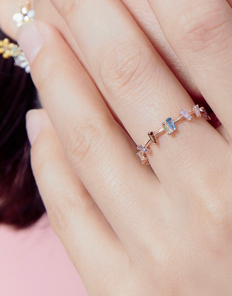 Rose Gold Multi - Diamante Ring