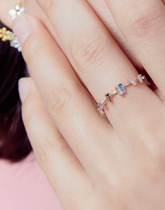 Rose Gold Multi - Diamante Ring