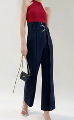 Load image into Gallery viewer, Ribbed Light Knit Halter Top in Red