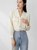 Load image into Gallery viewer, Vintage Button Blouse in Cream