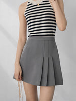 Load image into Gallery viewer, Side Pleat A-Line Mini Skirt in Grey