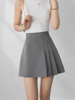 Load image into Gallery viewer, Side Pleat A-Line Mini Skirt in Grey