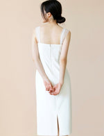 Load image into Gallery viewer, Tremiti Tulle Strap Midi Dress in White