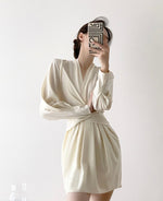 Load image into Gallery viewer, Tigre Crossover Gather Dress in Cream