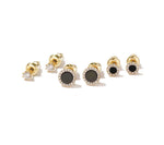 Load image into Gallery viewer, Set of 6 Silver Black Round + Diamante Stud Earrings
