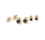 Load image into Gallery viewer, Set of 6 Silver Black Round + Diamante Stud Earrings