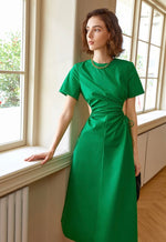 Load image into Gallery viewer, Zave Side Cutout Midi Dress in Green