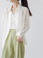 Load image into Gallery viewer, Classic Oversized Tencel Pocket Shirt in White