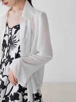Load image into Gallery viewer, Classic Flute Sleeve Sheer Shirt in White