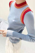 Load image into Gallery viewer, Knitted Rainbow Edge Long Sleeve Top
