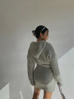 Load image into Gallery viewer, Knitted Hoodie Bodycon Dress - Grey