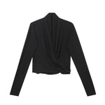 Load image into Gallery viewer, Gathered Wrap Cropped Stretch Top in Black