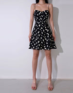 Load image into Gallery viewer, Odessa Printed Tie Strap Mini Dress in Black