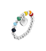 Load image into Gallery viewer, White Gold Heart Pendant Bead Ring