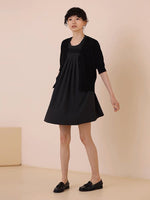 Load image into Gallery viewer, Pleated Baby Doll Pocket Dress in Black