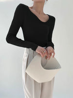Load image into Gallery viewer, Asymmetric Wavy Long Sleeve Knit Top - Black