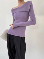 Load image into Gallery viewer, Off Shoulder Foldover Knit Top in White