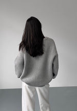 Load image into Gallery viewer, Oversized Pique V Knit Sweater in Grey