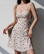 Load image into Gallery viewer, Lilia Floral Cami Tie Strap Mini Dress in Cream