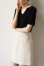 Load image into Gallery viewer, Classic Mid Waist Mini Shift Skirt in Cream