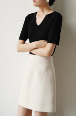 Load image into Gallery viewer, Classic Mid Waist Mini Shift Skirt in Cream