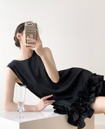 Load image into Gallery viewer, Sleeveless Layer Hem Dress in Black