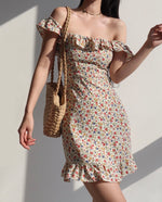 Load image into Gallery viewer, Gardenia 2-way Off Shoulder Floral Mini Dress in Print