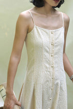 Load image into Gallery viewer, Textured Button Cami Midi Dress in Cream