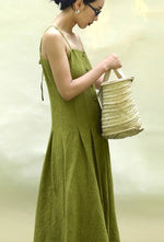 Load image into Gallery viewer, Textured Button Cami Midi Dress in Green