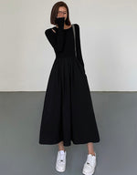 Load image into Gallery viewer, Long Sleeve Cutout Pocket Dress in Black