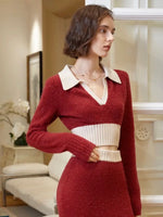 Load image into Gallery viewer, Simone Polo Knitted Top in Red
