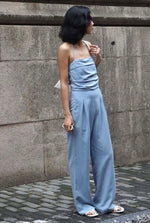 Load image into Gallery viewer, Tencel Blend Halter Pocket Maxi Jumpsuit in Blue