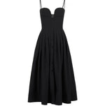 Load image into Gallery viewer, Marion Bustier Button A-Line Dress in Black