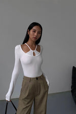 Load image into Gallery viewer, Sonic Warrior Cutout Halter Long Top in White