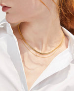 Load image into Gallery viewer, Gold Plated Double Herringbone + Fine Chain Necklace