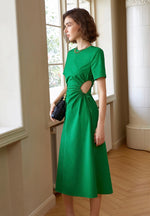 Load image into Gallery viewer, Zave Side Cutout Midi Dress in Green