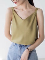 Load image into Gallery viewer, Wide Strap V Camisole Top in Olive