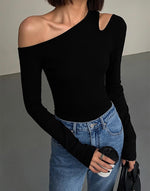 Load image into Gallery viewer, Off Shoulder Cutout Long Sleeve Top in Black