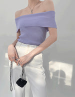 Load image into Gallery viewer, Off Shoulder Foldover Top in Purple