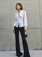Load image into Gallery viewer, Brika Button Tuxedo Blouse