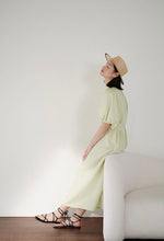 Load image into Gallery viewer, 2-Way Seersucker Puff Sleeve Maxi Dress in Lime