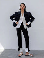 Load image into Gallery viewer, 2-Way Cuff Split Hem Trousers in Black