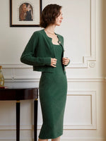 Load image into Gallery viewer, Miela Knitted Wool Blend Cami Slip Dress - Green