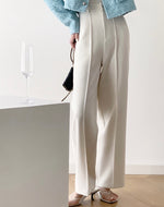 Load image into Gallery viewer, Valencia Wide Leg Line Tailored Trousers in Cream