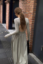 Load image into Gallery viewer, Long Sleeve Cutout Back Maxi Dress in Dew