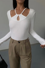 Load image into Gallery viewer, Sonic Warrior Cutout Halter Long Top in White