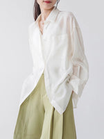 Load image into Gallery viewer, Classic Oversized Tencel Pocket Shirt in White