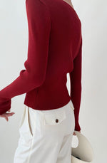 Load image into Gallery viewer, Bustier Button Slit Knit Top - Black